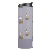 Glückliche Füchse auf grau Thermosbecher (Nach links gedreht)