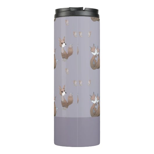 Glückliche Füchse auf grau Thermosbecher (Rückseite)