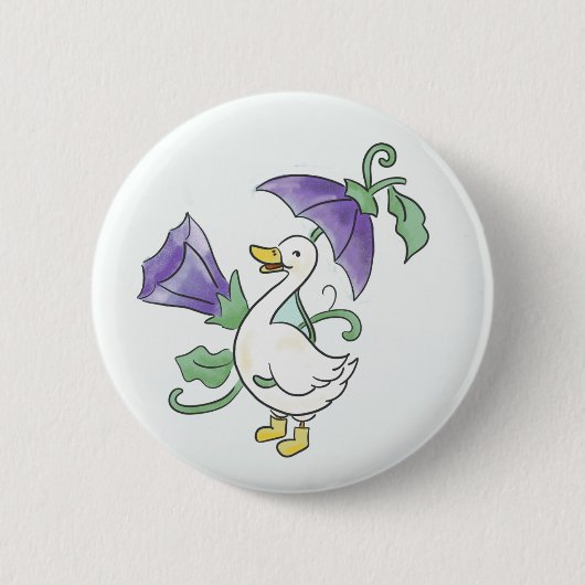 Glückliche Gans in Regenstiefeln! Button (Vorderseite)