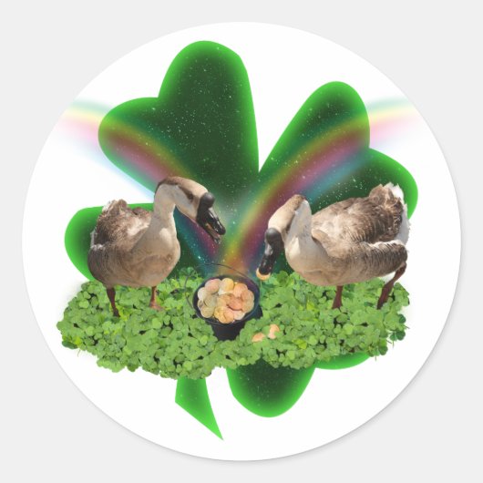 Glückliche Gänse St. Patrick's Day Runder Aufkleber (Vorderseite)