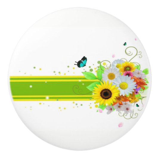 Glückliche Gänseblümchen Keramikknauf (Vorderseite)