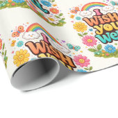 Glückliche Gänseblümchen und Regenbögen  Geschenkpapier (Rolleneckpunkt)