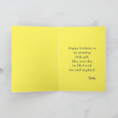 Glückliche Geburtstaggiraffe kleine Mädchenkarte Karte (Innenseite)