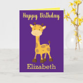 Glückliche Geburtstaggiraffe kleine Mädchenkarte Karte (Gelbe Blume)