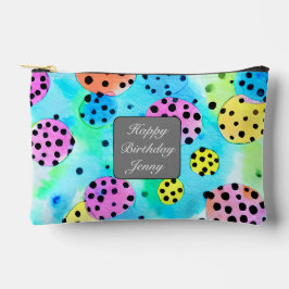 Glückliche Geburtstags Monogram abstrakte Polka Pu Zubehörtasche
