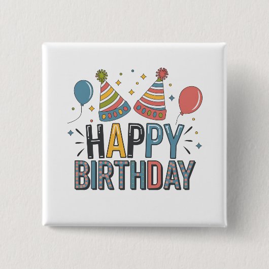 Glückliche Geburtstags-Partyhüte Button (Vorderseite)