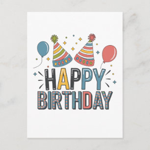 Glückliche Geburtstags-Partyhüte Postkarte
