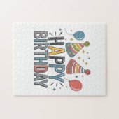 Glückliche Geburtstags-Partyhüte Puzzle (Horizontal)