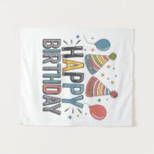 Glückliche Geburtstags-Partyhüte Wandteppich (Vorderseite (Horizontal))