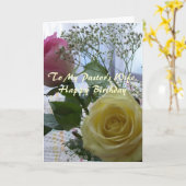 Glückliche Geburtstags Pastor's Ehefrau - Rose Karte (Gelbe Blume)