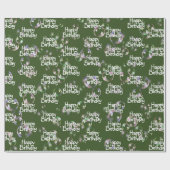 Glückliche Geburtstagsblasen auf grünem Umschlagpa Geschenkpapier (Flach)