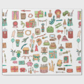 Glückliche Geburtstagsbüroelemente in der Skizze D Geschenkpapier (Flach)