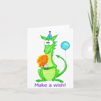Glückliche Geburtstagsdrache geklappte Grußkarte Karte