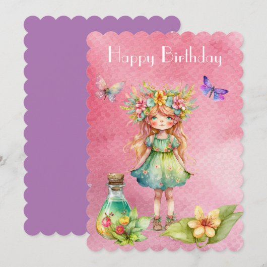 Glückliche Geburtstagsfee Einladung (Vorne/Hinten)