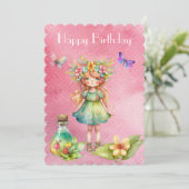 Glückliche Geburtstagsfee Einladung (Stehend Vorderseite)