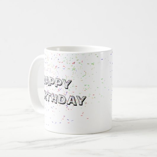 "Glückliche Geburtstagsfeier Tasse" Kaffeetasse (Vorderseite Links)