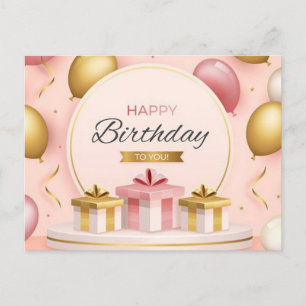 Glückliche Geburtstagsgeschenke Liebe Kuchen Gold  Postkarte