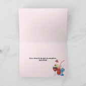 Glückliche Geburtstagsgetränke auf Rosa Karte (Innenseite)
