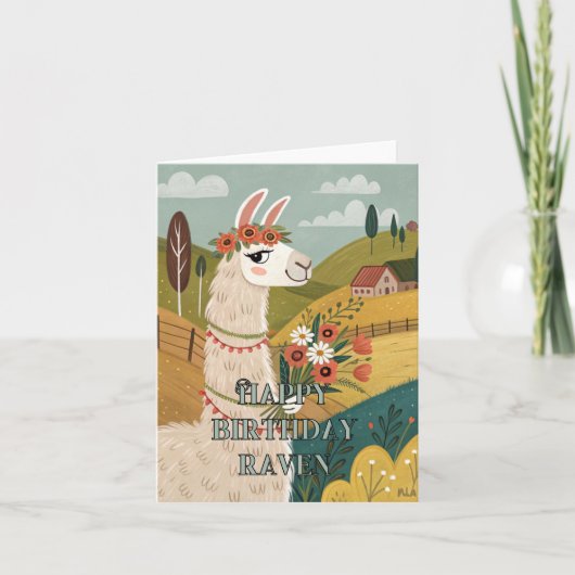 Glückliche Geburtstagskarte Alpaka Dankeskarte (Vorderseite)