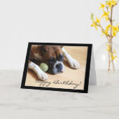 Glückliche Geburtstagskarte Boxer Dog Grußkarte Karte (Gelbe Blume)