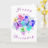 Glückliche Geburtstagskarte Bunte Schmetterlinge M Karte (Gelbe Blume)