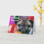 Glückliche Geburtstagskarte des Mops Karte (Gelbe Blume)