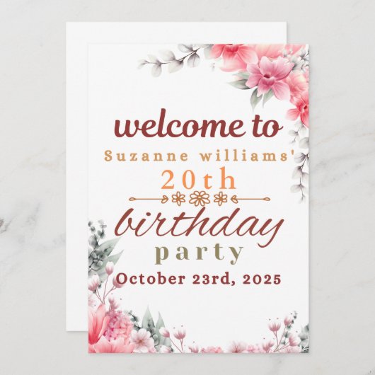 Glückliche Geburtstagskarte Einladung (Vorne/Hinten)