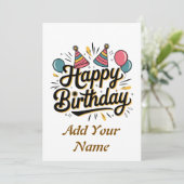 Glückliche Geburtstagskarte individuell anpassbar Dankeskarte (Stehend Vorderseite)