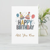 Glückliche Geburtstagskarte individuell anpassbar Dankeskarte (Stehend Vorderseite)