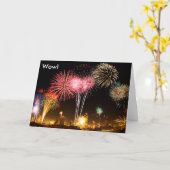 Glückliche Geburtstagskarte mit Feuerwerk: Wow! Karte (Gelbe Blume)