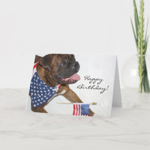 Glückliche Geburtstagskarte Patriotic Boxer Dog Gr Karte