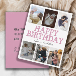 Glückliche Geburtstagskarte Rosa 6 Foto Collage Gr