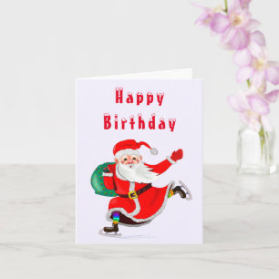 Glückliche Geburtstagskarte Santa mit Geschenken f Karte