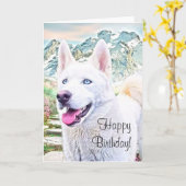 Glückliche Geburtstagskarte Sibiriens Husky-Grußka Karte (Gelbe Blume)