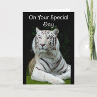 Glückliche Geburtstagskarte White Tiger Grußkarte