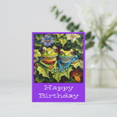 Glückliche Geburtstagskarten niedliche Frösche Postkarte (Stehend Vorderseite)