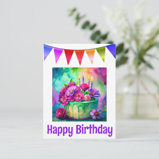 Glückliche Geburtstagskarten Postkarte (Stehend Vorderseite)