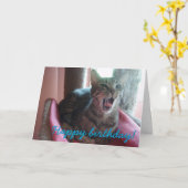 Glückliche Geburtstagskatze Grußkarte Karte (Gelbe Blume)