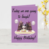 Glückliche Geburtstagskatzen Karte (Gelbe Blume)