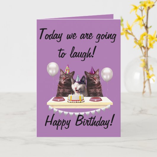 Glückliche Geburtstagskatzen Karte (Gelbe Blume)