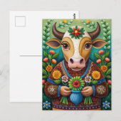 Glückliche Geburtstagskuh Postkarte (Vorne/Hinten)