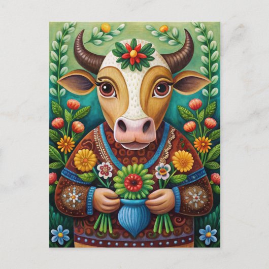 Glückliche Geburtstagskuh Postkarte (Vorderseite)