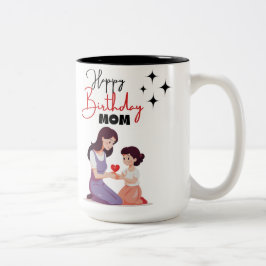 Glückliche Geburtstagsmutter Minimalistisch Zweifarbige Tasse