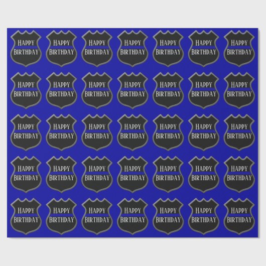 Glückliche Geburtstagspolizei-Abzeichen Geschenkpapier (Flach)