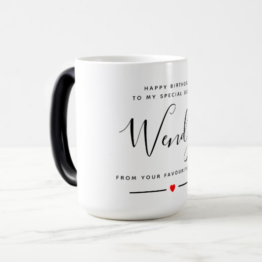 Glückliche Geburtstagsschwester Verwandlungstasse (Vorderseite Links)