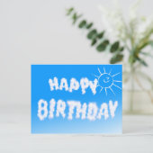 Glückliche Geburtstagswolkenbriefe Postkarte (Stehend Vorderseite)