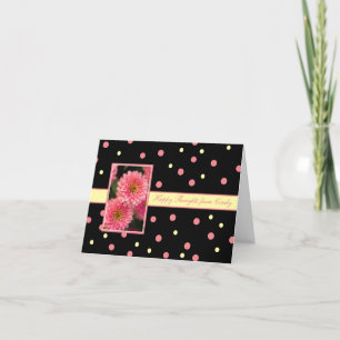 Glückliche Gedanken-rosa Blumen-personalisierte Karte