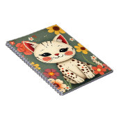 Glückliche gefleckte Katze mit Blumen Notizblock (Rechte Seite)