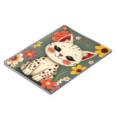 Glückliche gefleckte Katze mit Blumen Notizblock (Linke Seite)