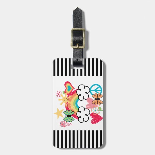 Glückliche Gekritzel Gepäckanhänger (Vorderseite vertikal)